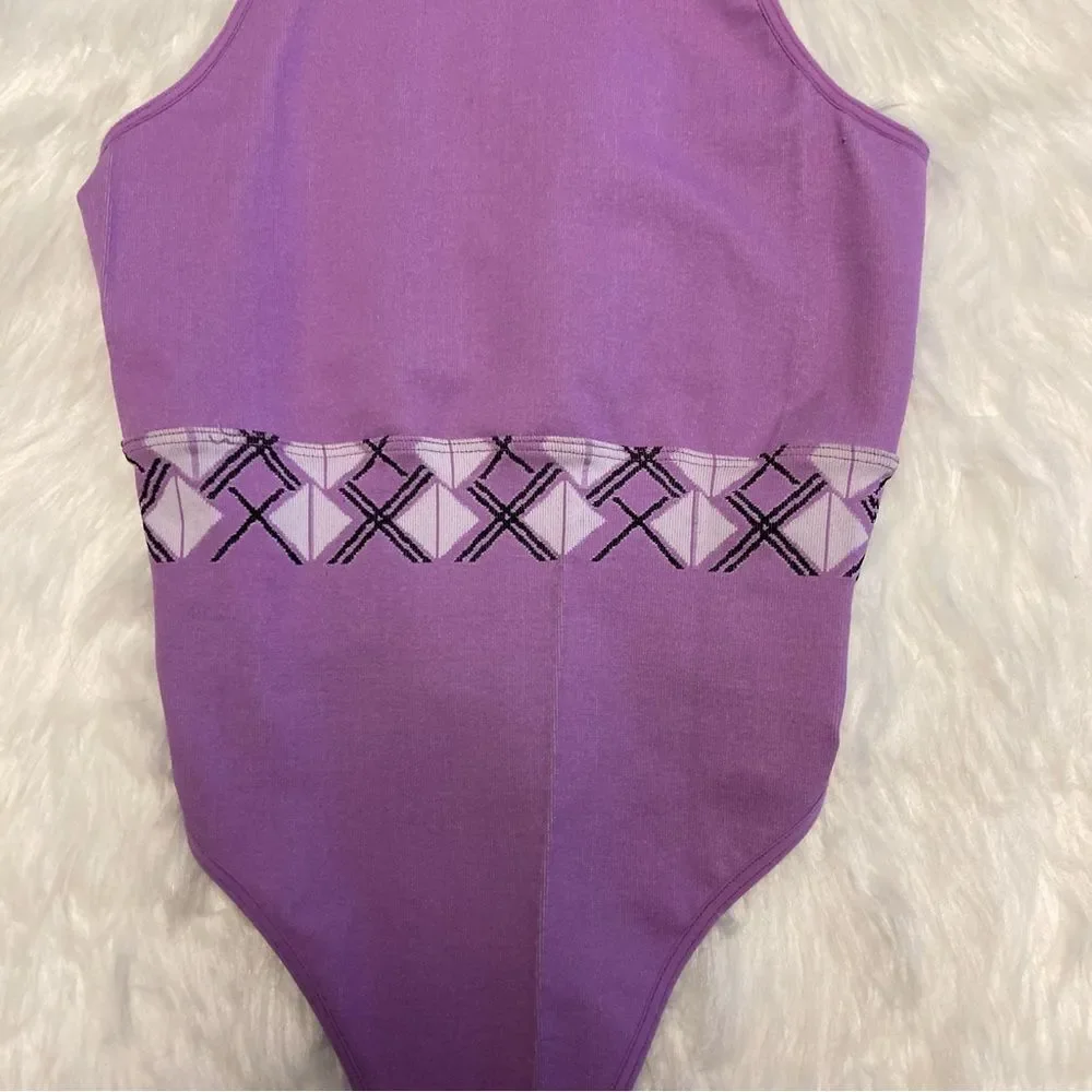 Free People FP Movement Lilac Purple Thong Bodysuit XS / Small NWOT XS/S Stretch